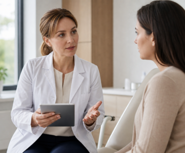 Ginekolog konsultuje opcje leczenia hormonalnego endometriozy